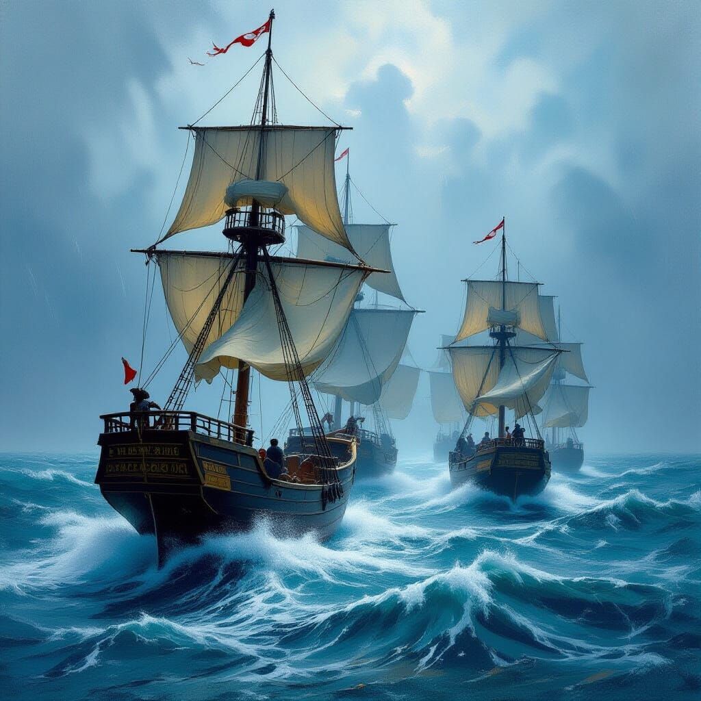 Malay Fleet Navigates Stormy Seas in Epic Maritime Style