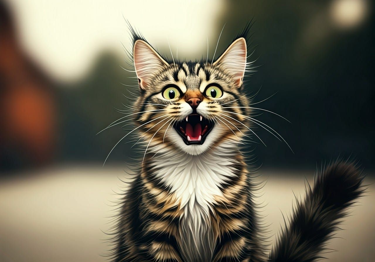 Terrified Domestic Cat Let Out a Blood-Curdling Scream in a...