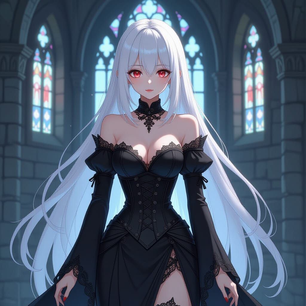 Anime Vampire in Medieval Castle