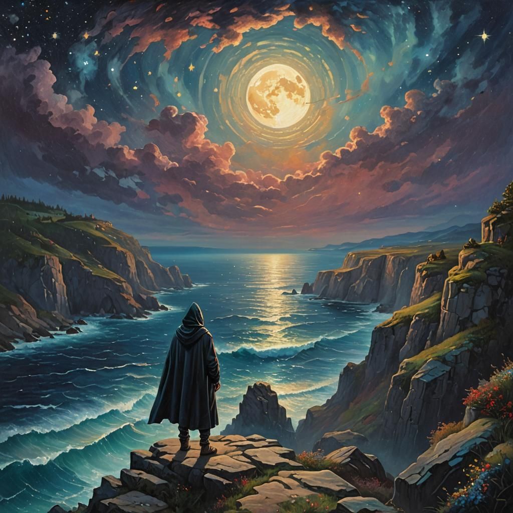 Ethereal Ocean View as Neo-Impressionist Oil Painting