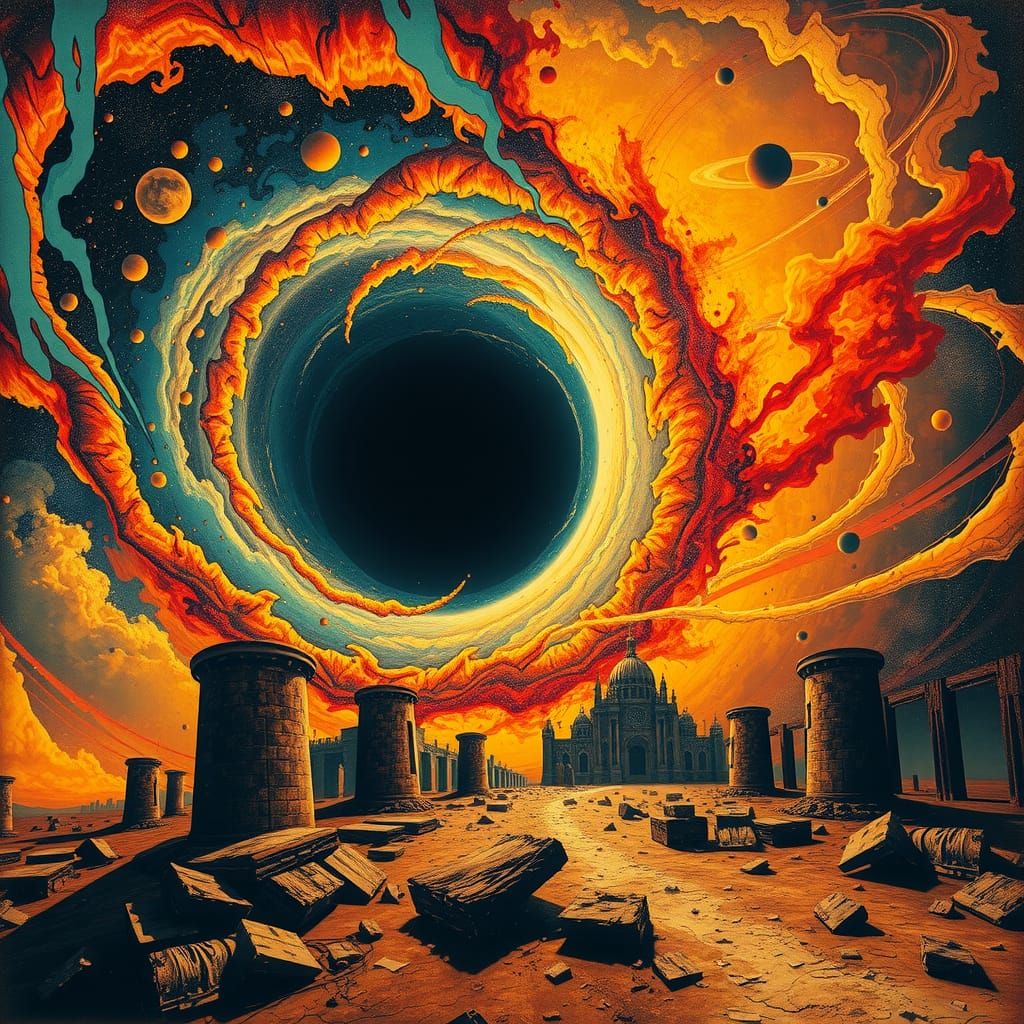 Collapsing Galaxy in Surreal Expressionist Style