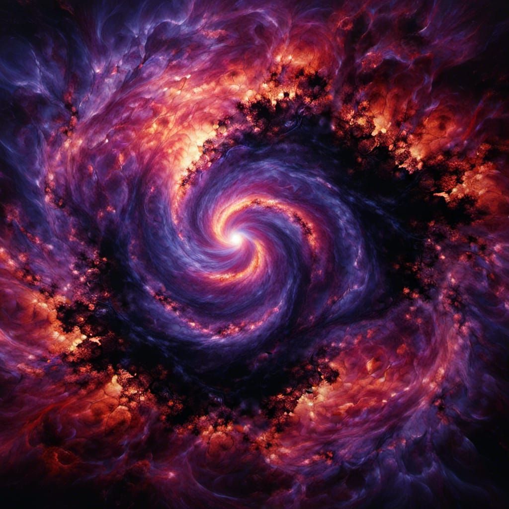 Hyperrealistic Tornado Silhouette in Galaxy Sunset