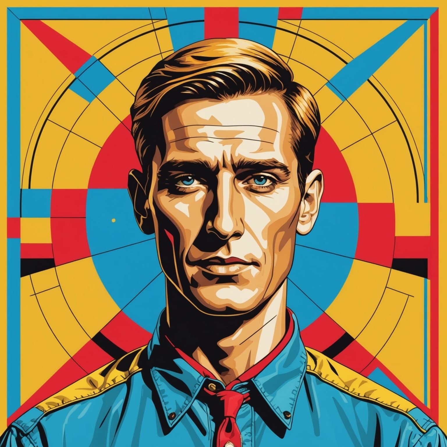 Country Boy Pop Art in Bauhaus Geometric Style