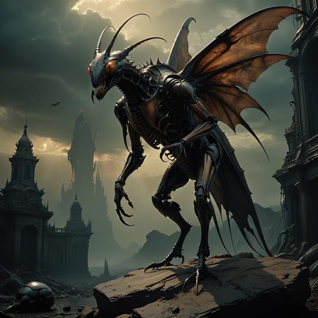 Regal Ant Pterodactyl Hybrid Reigns Supreme in Dark, Iridesc...