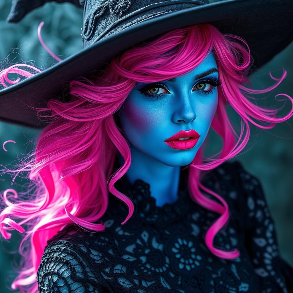Mystical Blue Skinned Sorceress