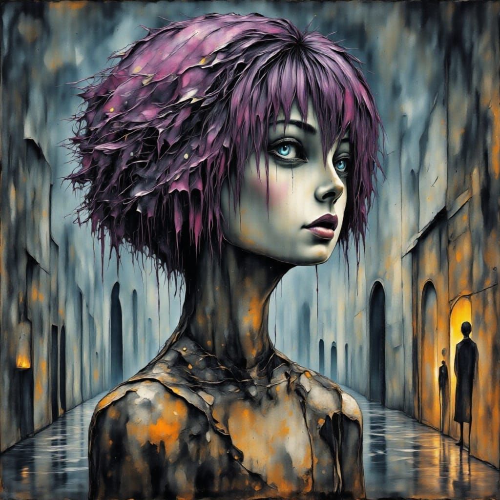 Cyberpunk Fairy Witch on Mars in Graffiti Style