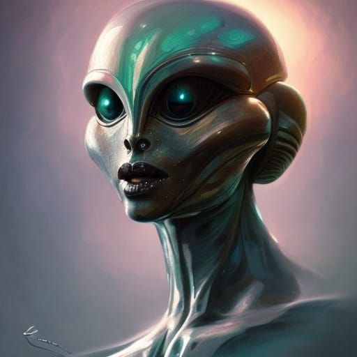 Detailed AI Alien Portrait in Digital Art Style