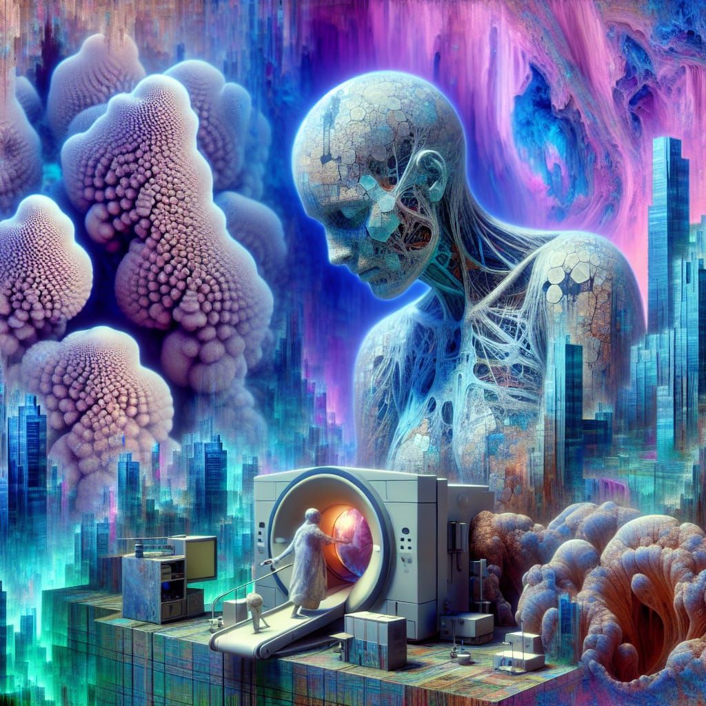 Surreal Metamorphosis in Ultraviolet Cityscape