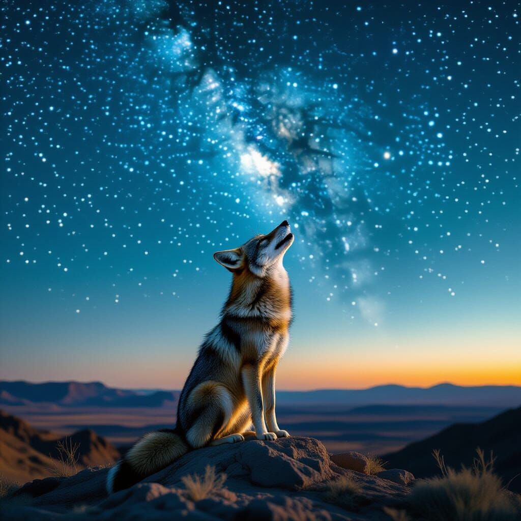 Coyote's Howl Under Starry Skies