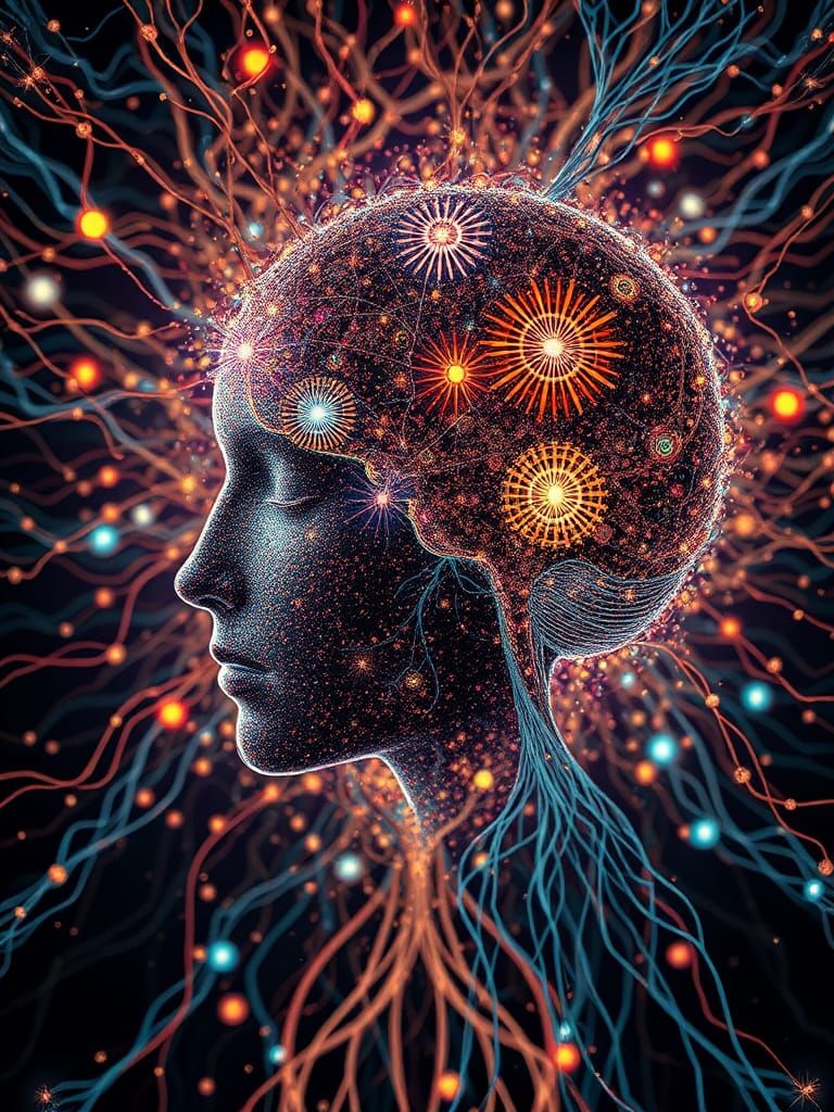 Warped Brain Perspective: Digital Art in Rich Colors