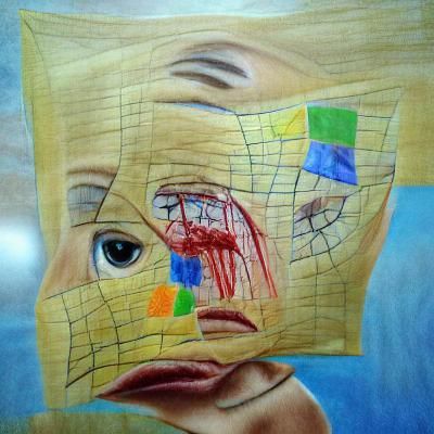 Hyperrealistic Child's Drawing in Cubist Style