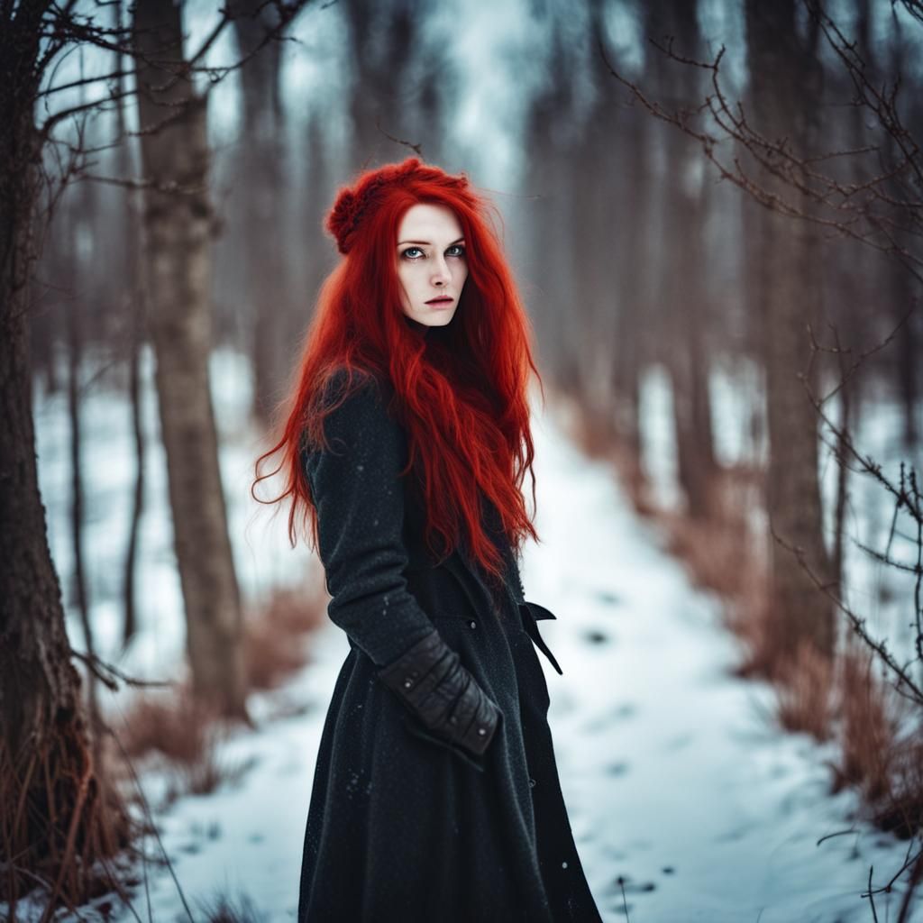 Enchanting Lovecraftian Girl in Apocalyptic Winter