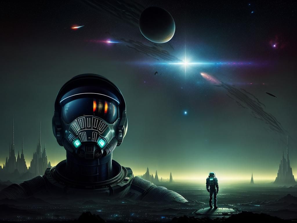 Astronaut in Space with Futuristic Cityscape