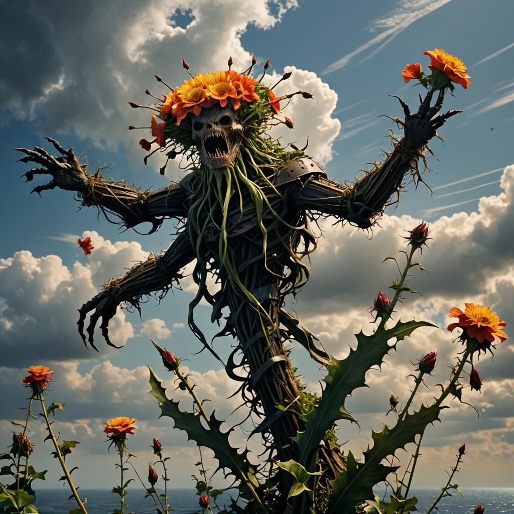 Titanic Thorny Flower Monster Reaches for Sky