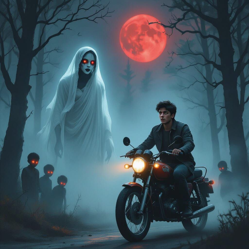 Terrified Motorcyclist Encountering Ghost in Fog