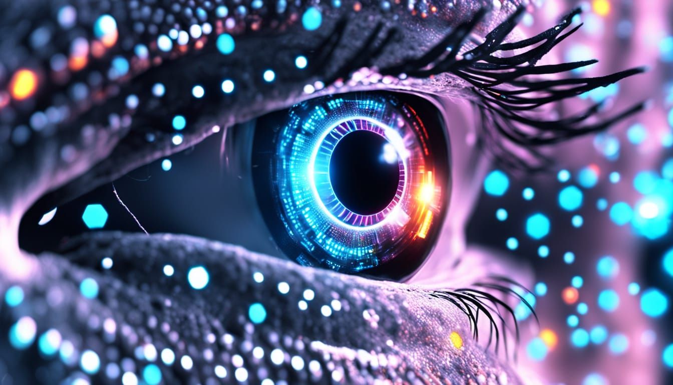 Cyborg Eye Nanotechnology in Neon Quantum Simulation