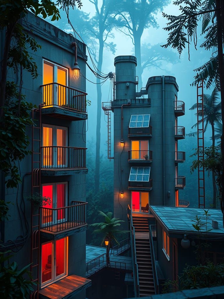 Cyberpunk 2099 Apartment Complex in Abandoned Woodland