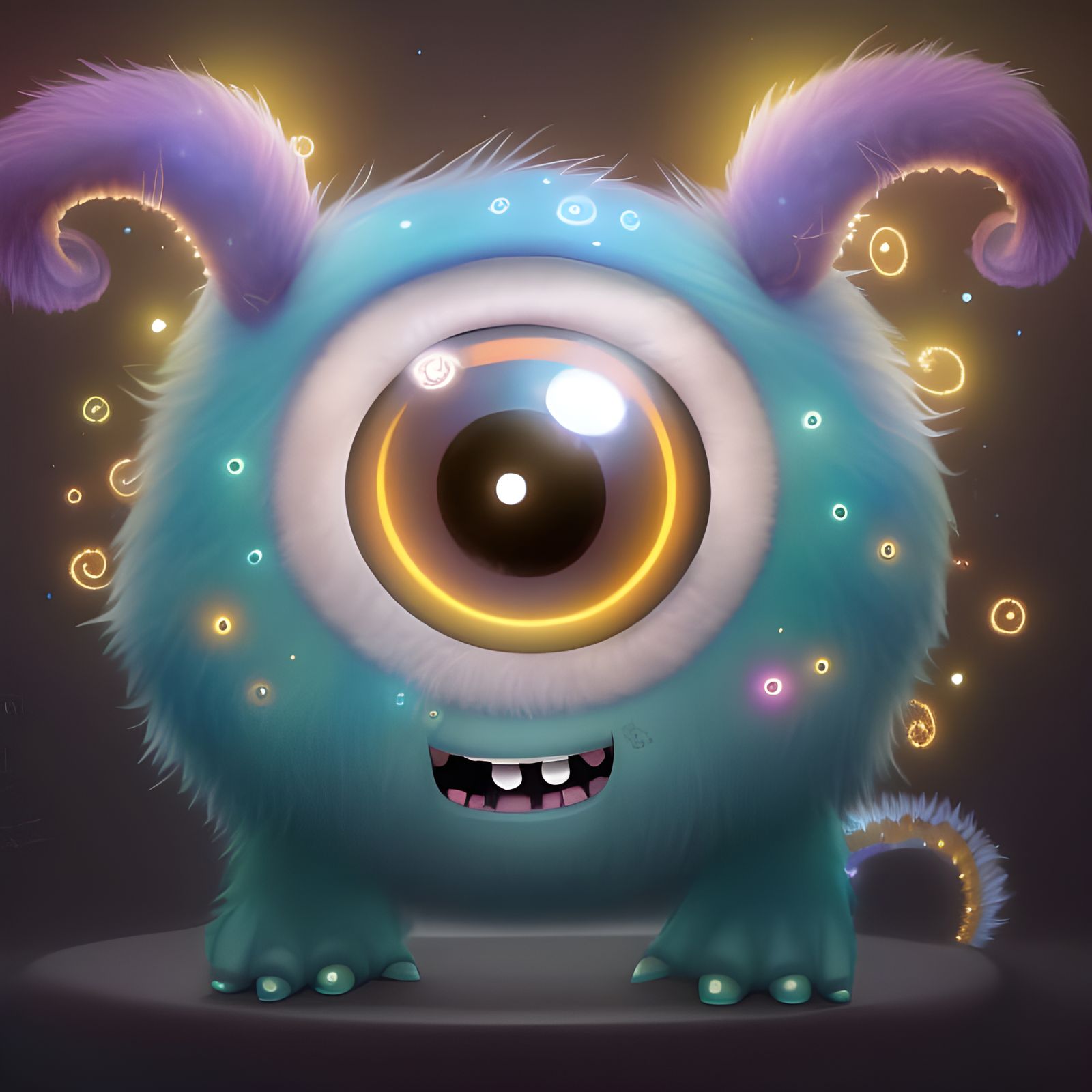 Cute One-Eyed Monster Digital Illustration