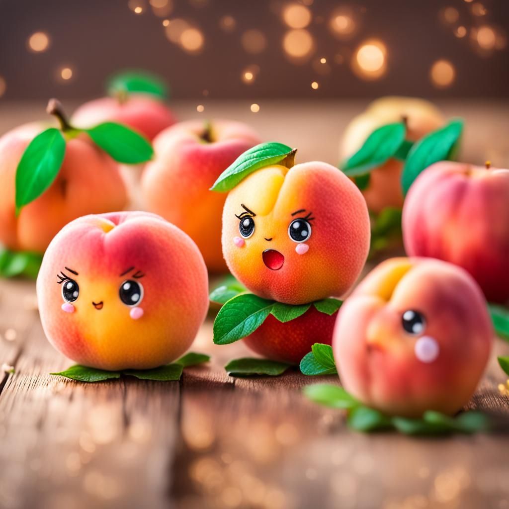 Cute Chibi Peach Fruit Still Life Photography