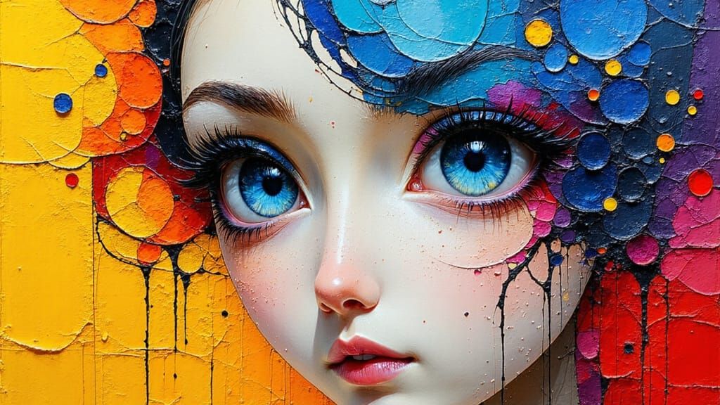 Symbolic Eyes in Neo-Impressionist Style