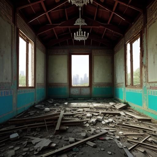 Temple Ruins in Classical and Pop Art Styles