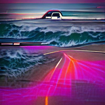 Retrowave Car on Pacific Coast Highway