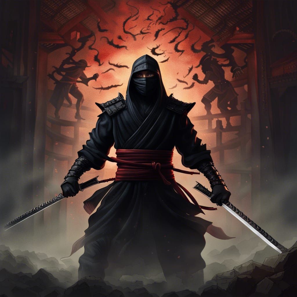 Last Ninja Confronts Demonic Shadows in Detailed Matte Paint...