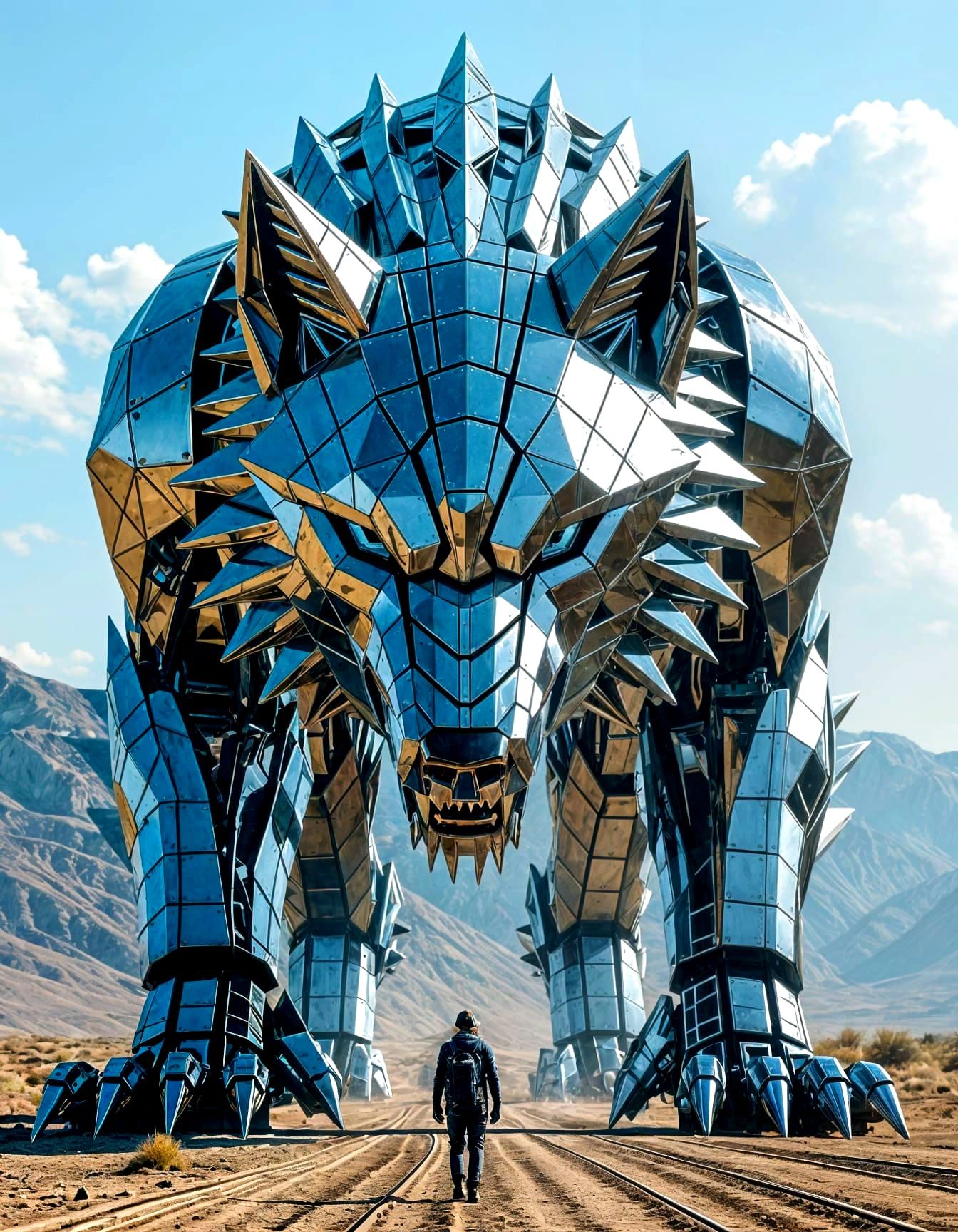 Huge metalic wolf