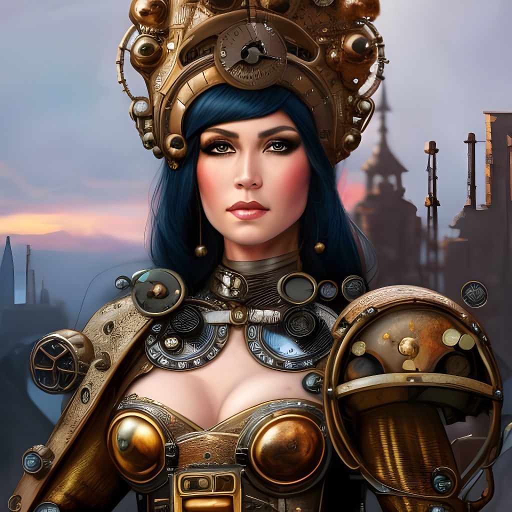 Steampunk Princess Portrait in Comic Book Style