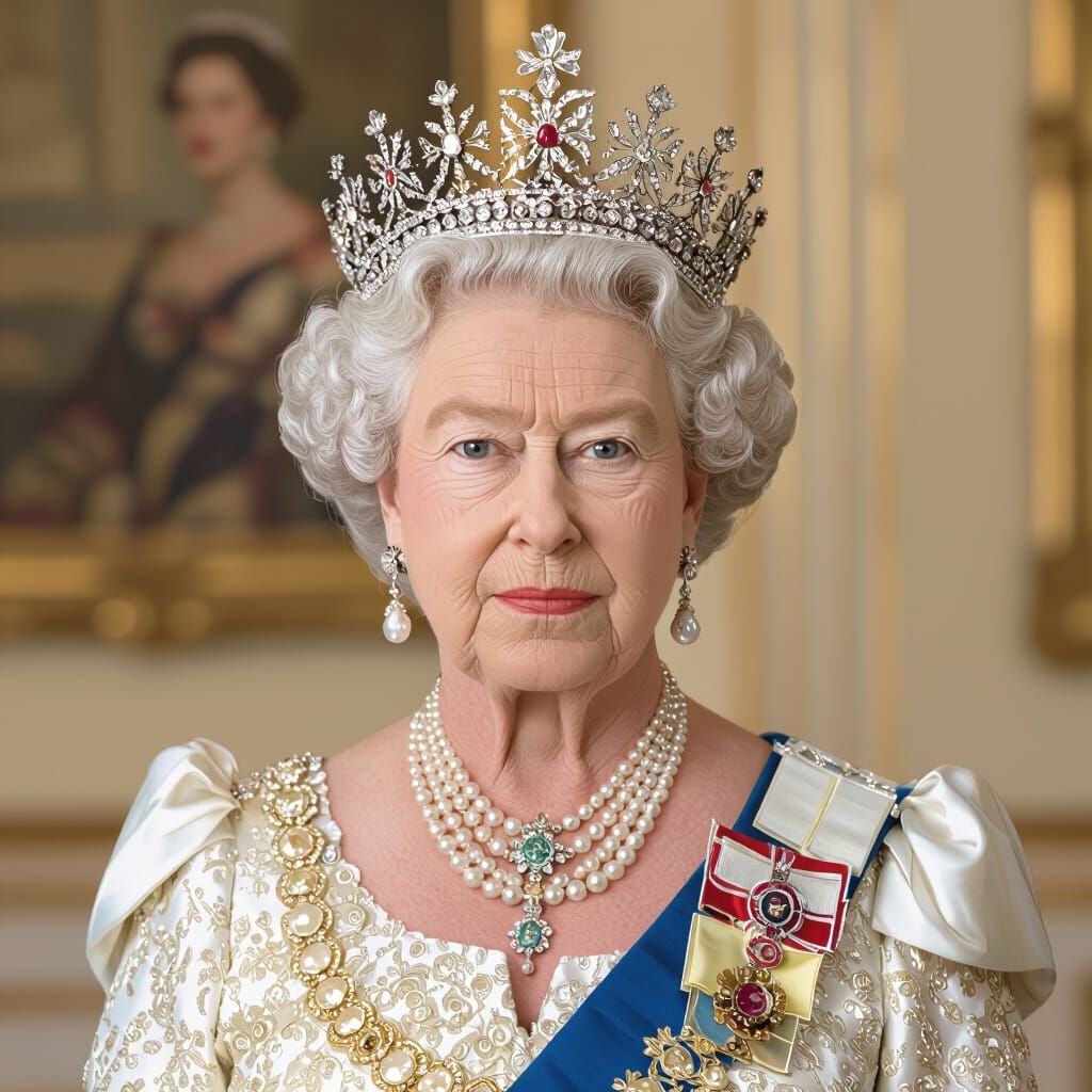 Queen Elizabeth II with Diamond Diadem in Digital Portrait