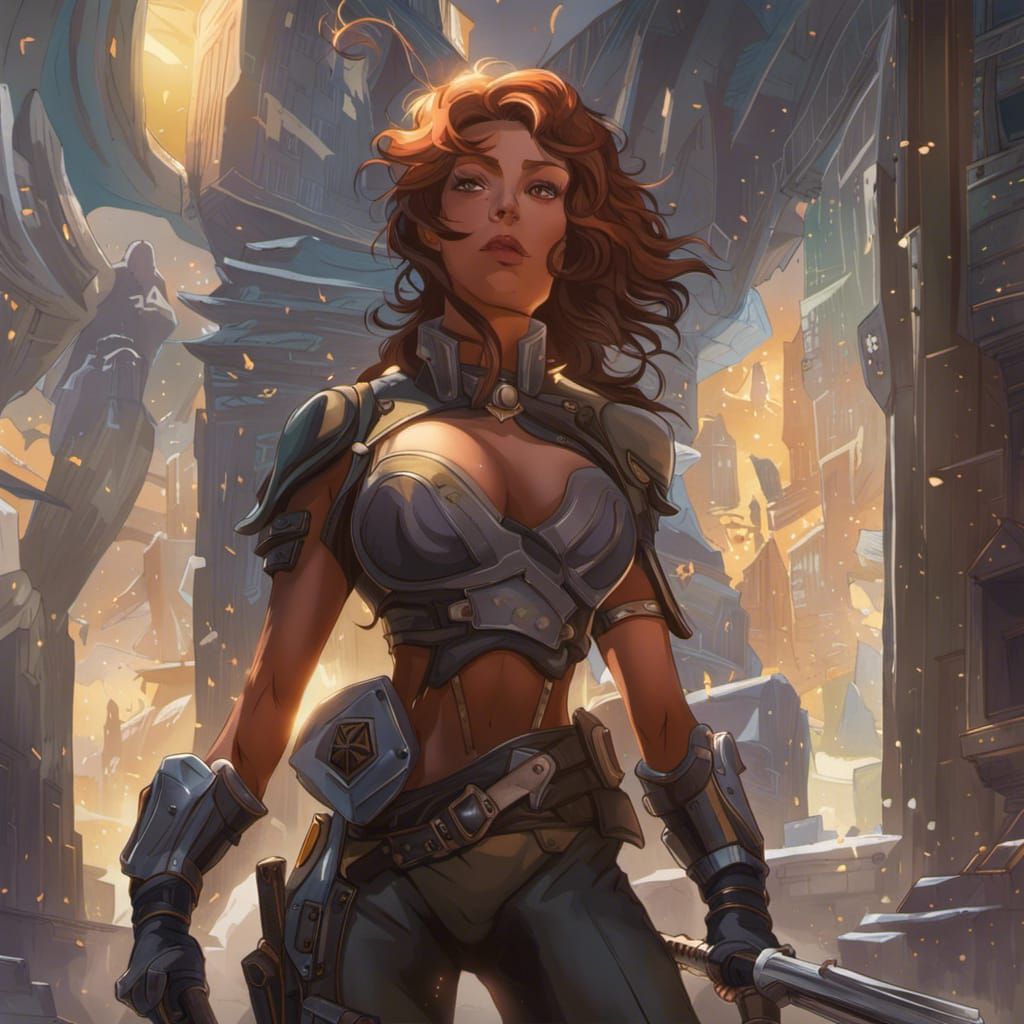 Muscular Tomboy in Bodysuit: Science Fiction Concept Art