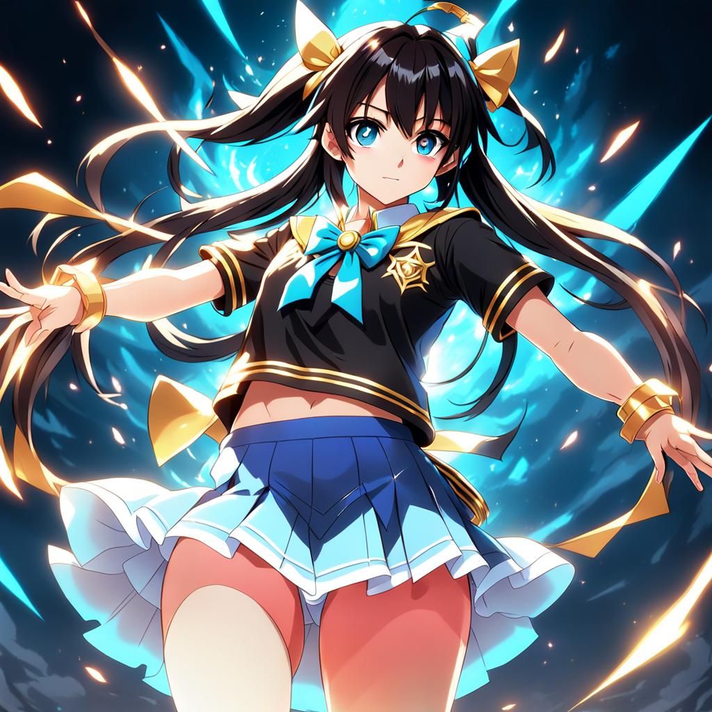 Anime Magician Girl in Cel-Shaded Style