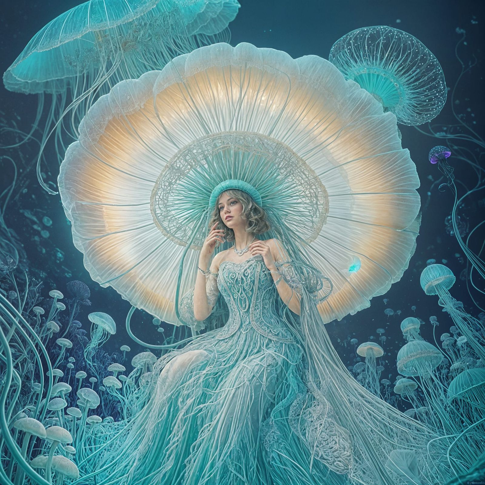 Enchanted Ocean Forest with Art Deco Crawfish