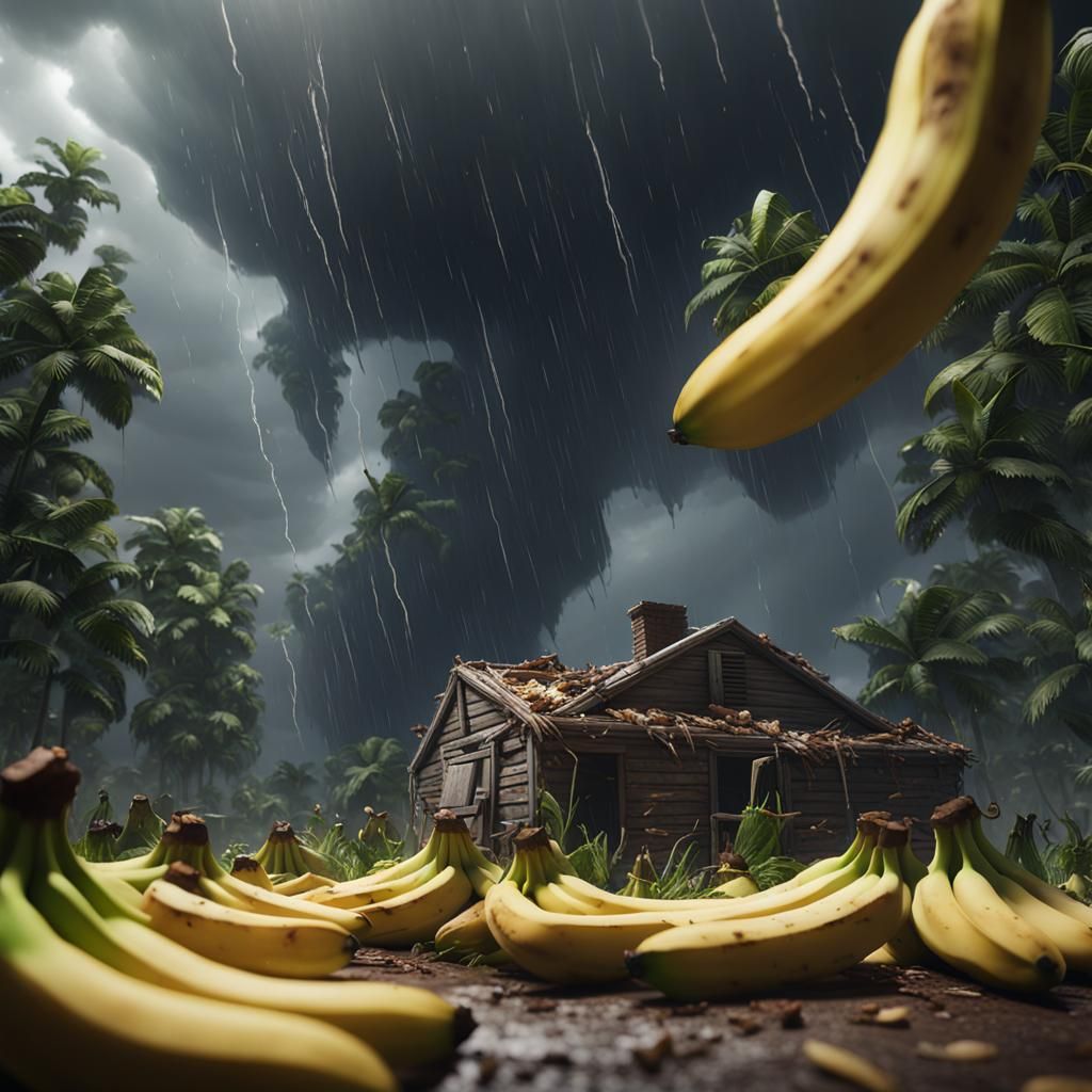 Banana Tornado in 3D Game Cinematic Style