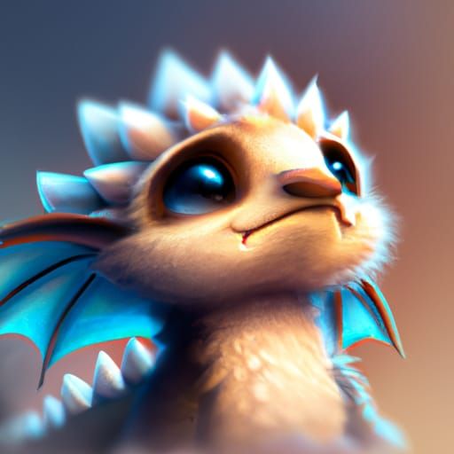 Adorable Chibi Dragon Portrait in 3D Digital Art