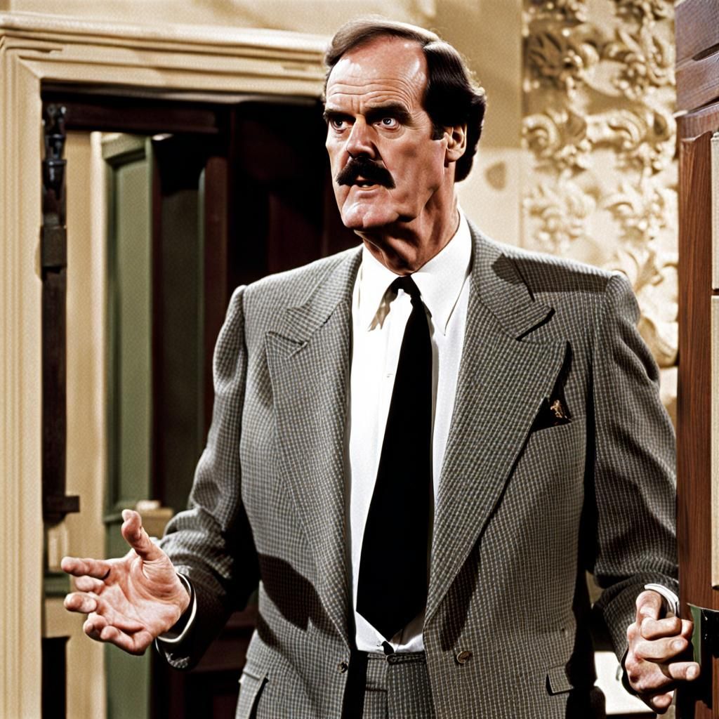 Basil Fawlty Inspects Fawlty Towers Walls