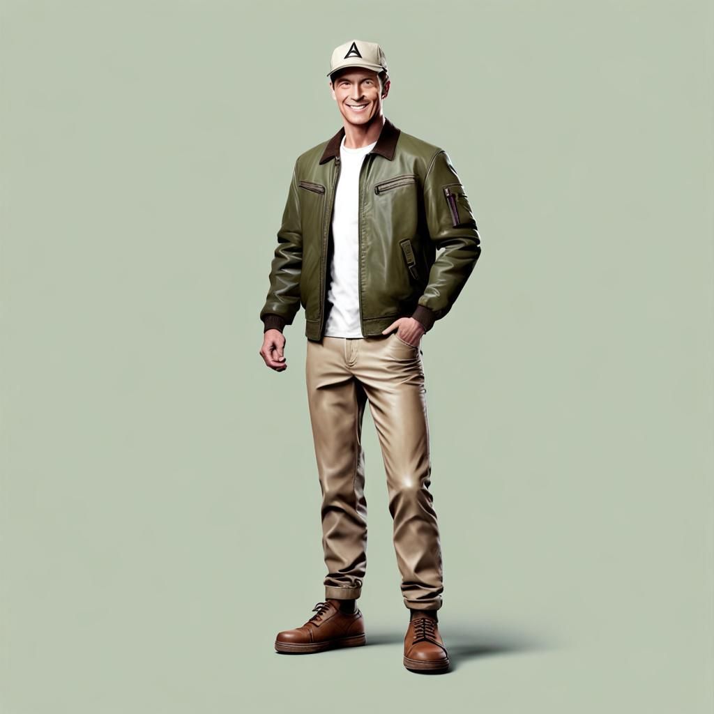 Photorealistic Portrait of a Man in Leather Jacket