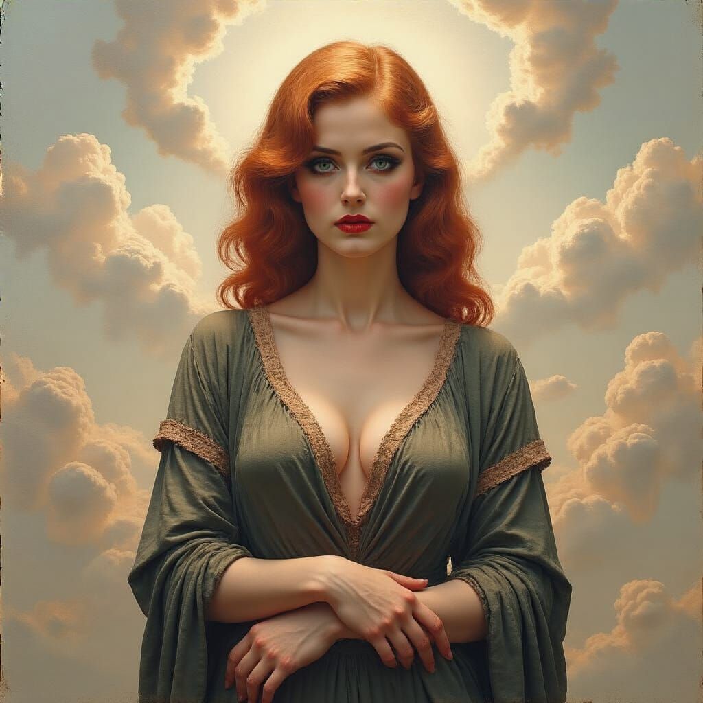 Pin-Up Woman with Ethereal Atmosphere and Textural Rawness