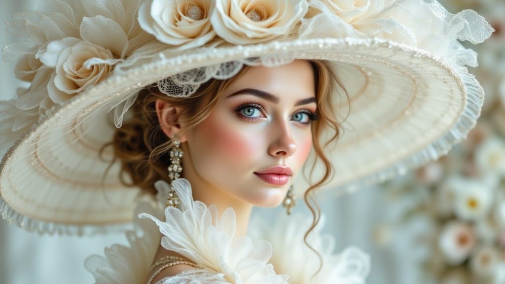 Woman in White at Ascot Races, Photorealistic Style
