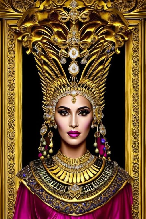 Cleopatra's Jeweled Vulture Crown: Egyptian Pyramid Portrait