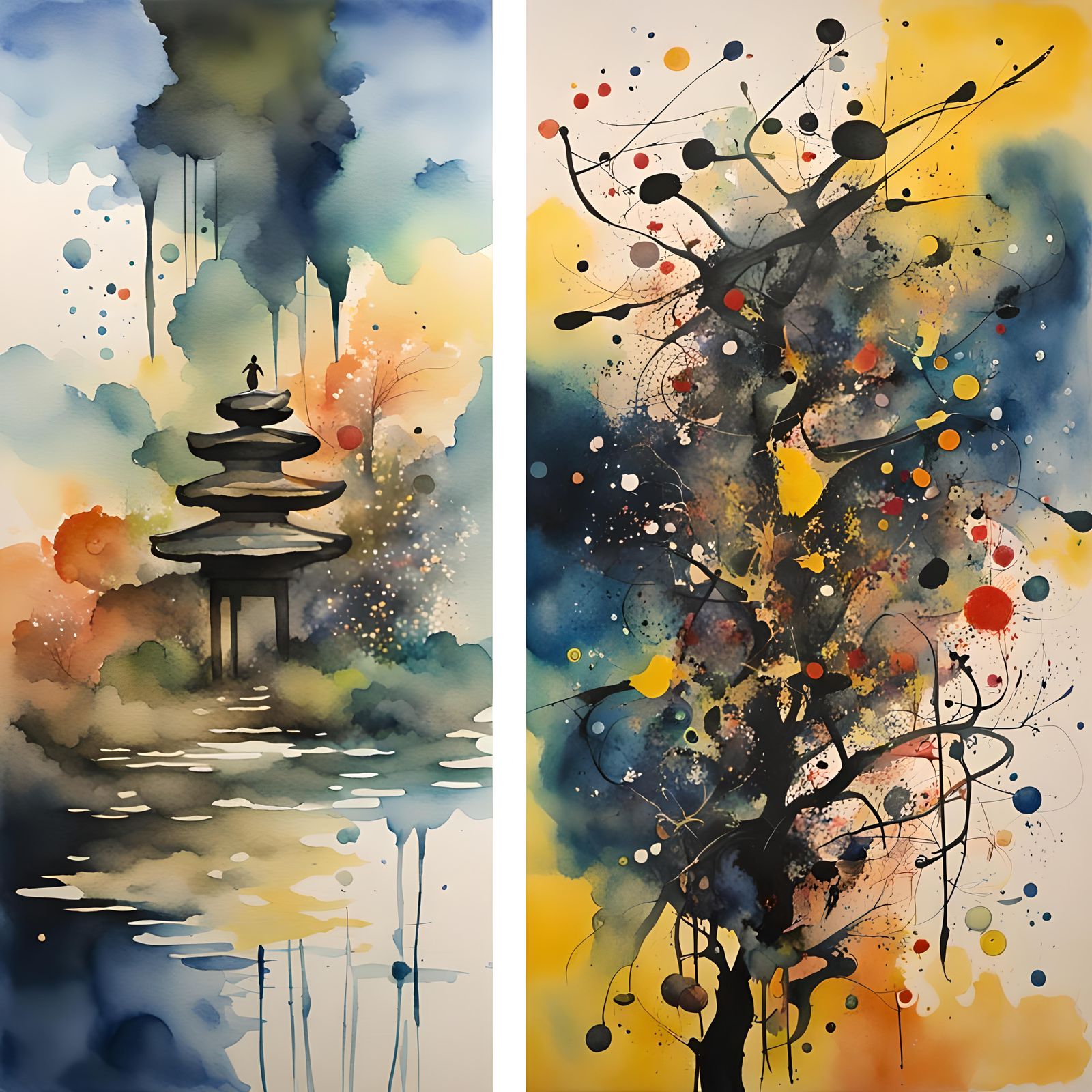 Calm Meditation in Watercolor Style