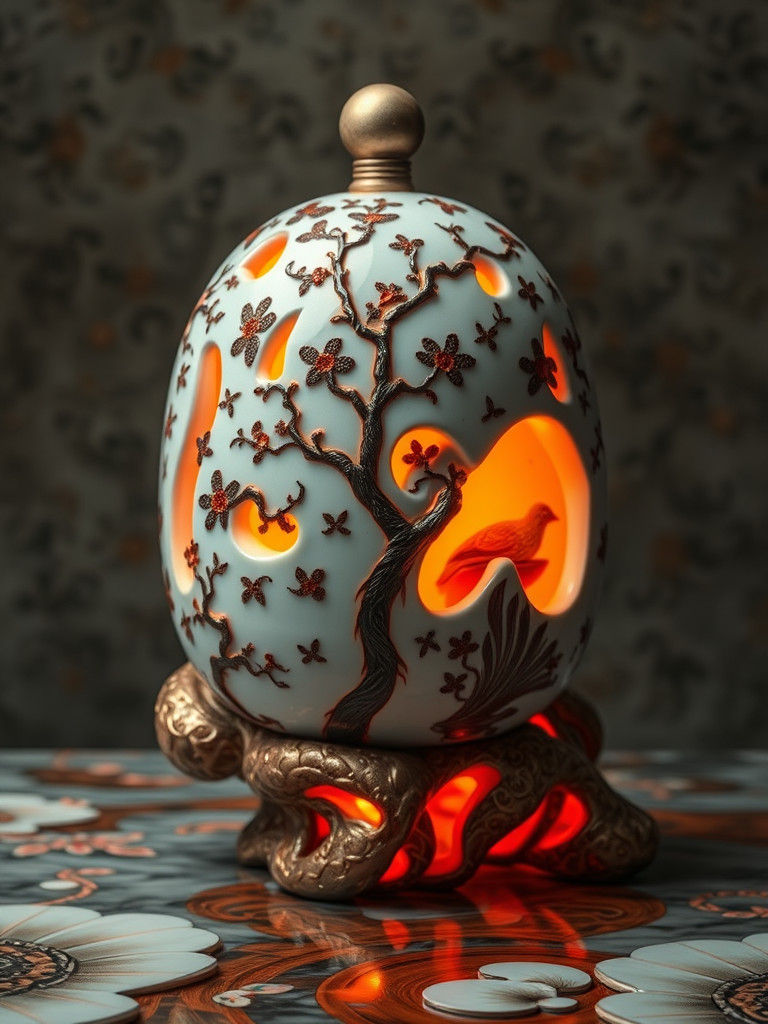 Cloisonné Portrait with Ammonite Details in 16k