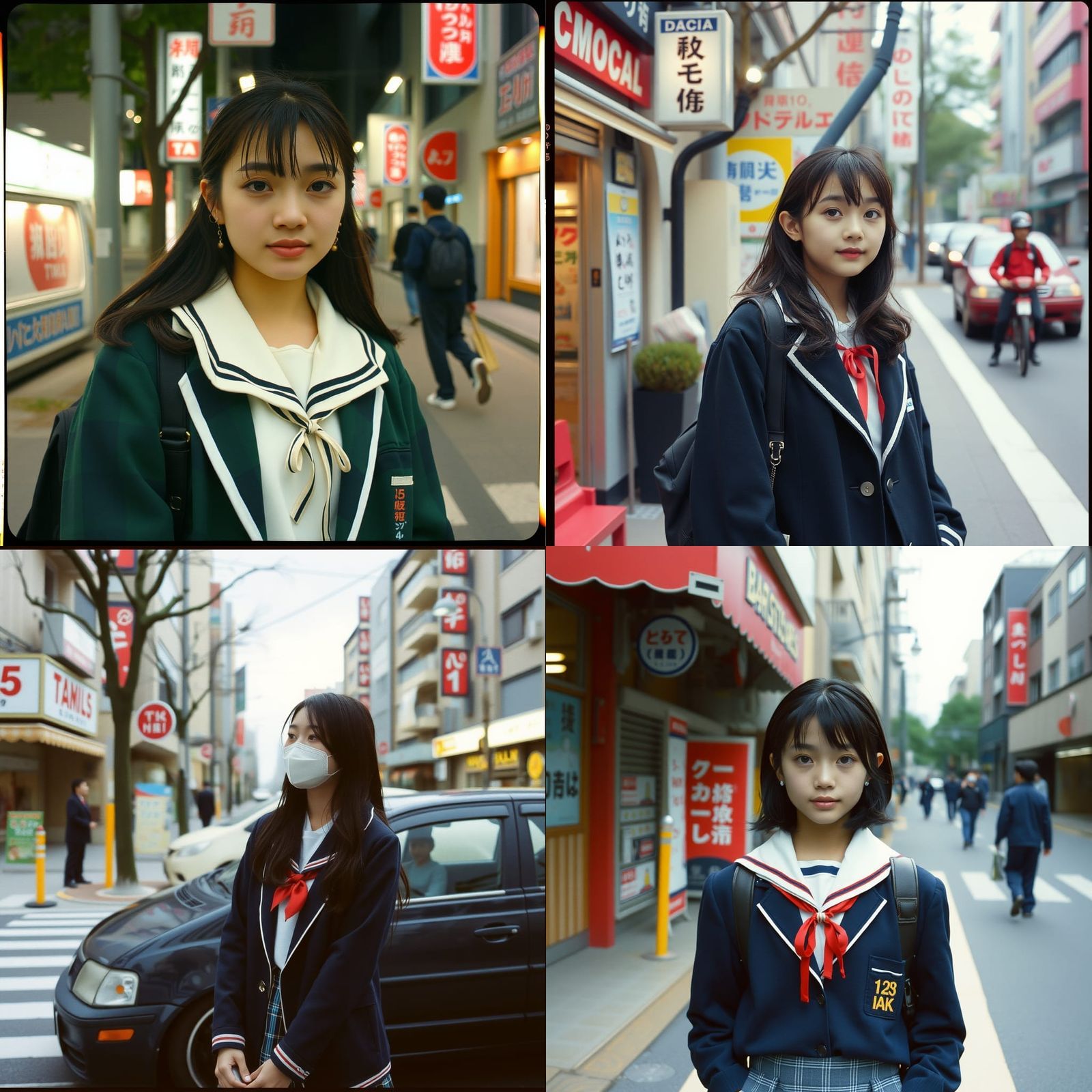 Tokyo Schoolgirl with Dacia Car: 90s Lomo Film