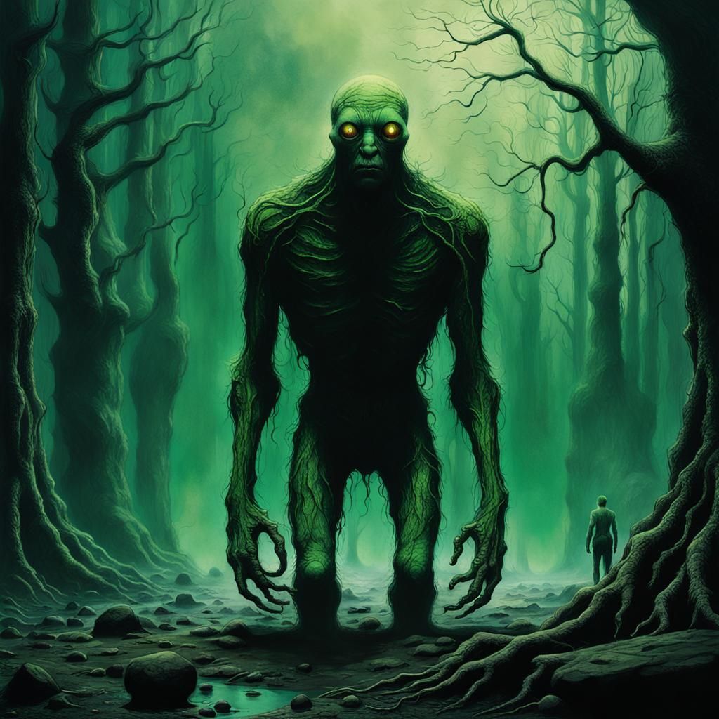 Eerie Budling in Dimly Lit Environment, Stark Contrasting Hu...