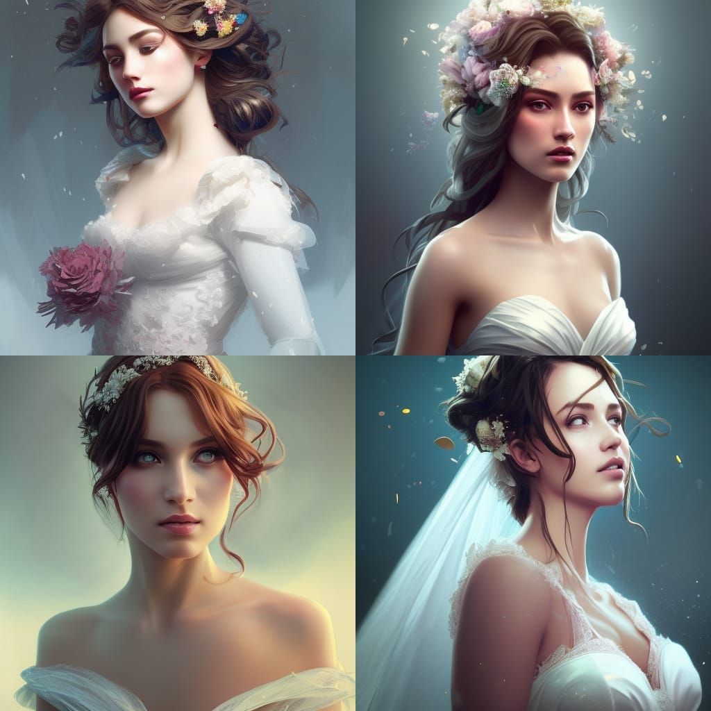 Bride Portrait in Hyperdetailed Digital Art Style