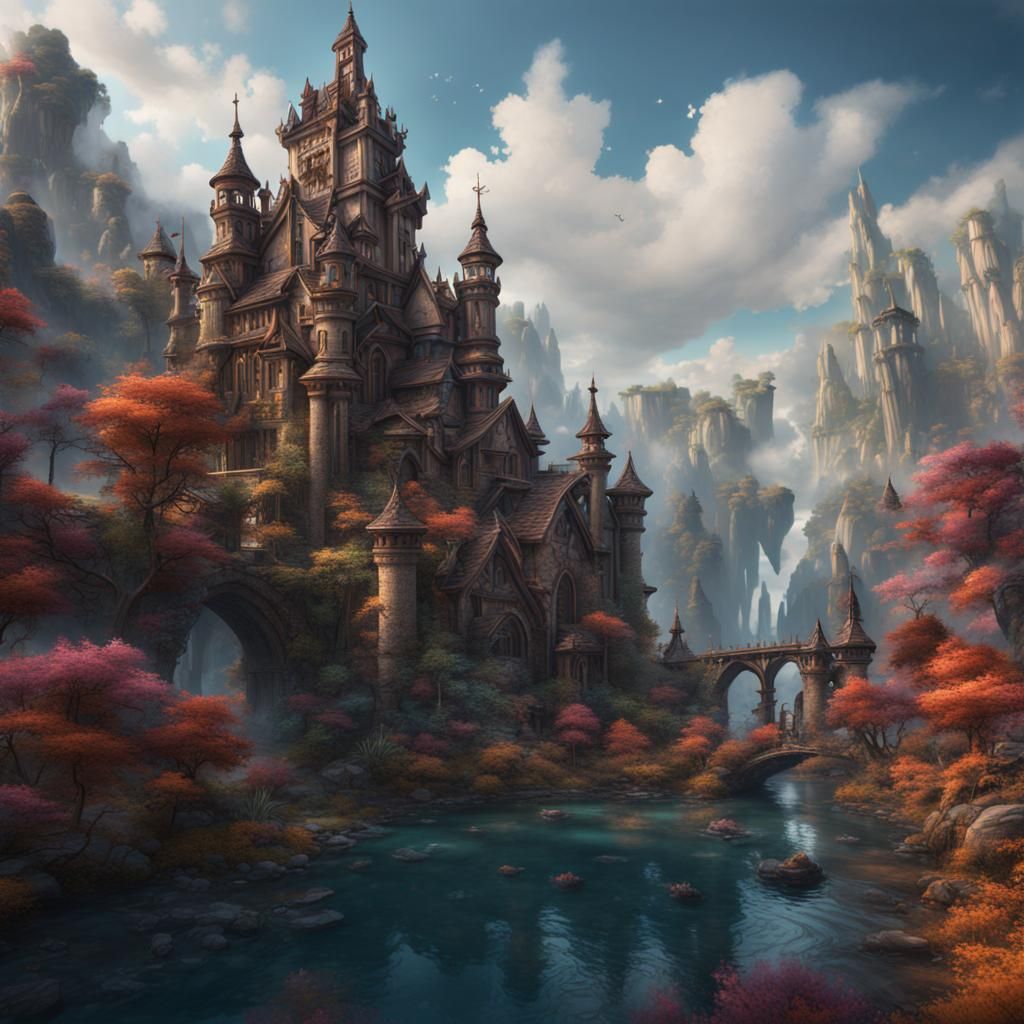 Intricate Puzzle in Detailed Matte Painting Style