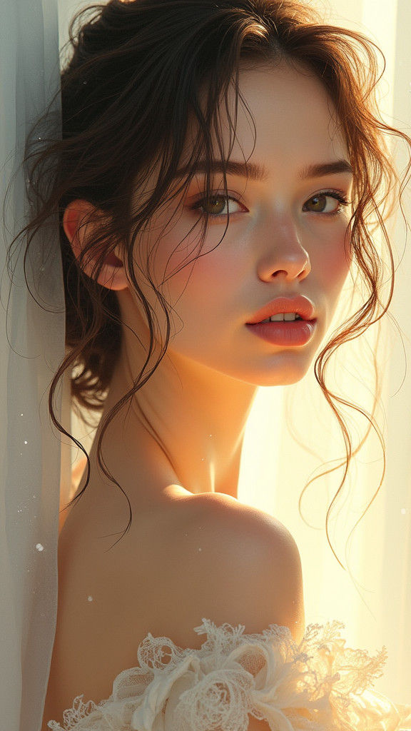 Ethereal Woman Portrait in Dreamy Sketch Style