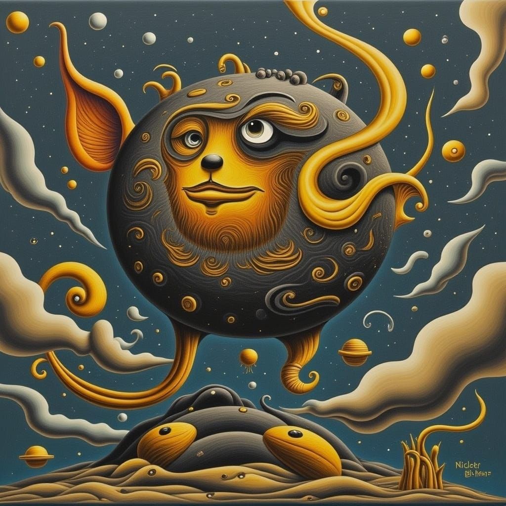 Fairytale Hungarian Woolly Pig Illustration in Pop-Surrealis...