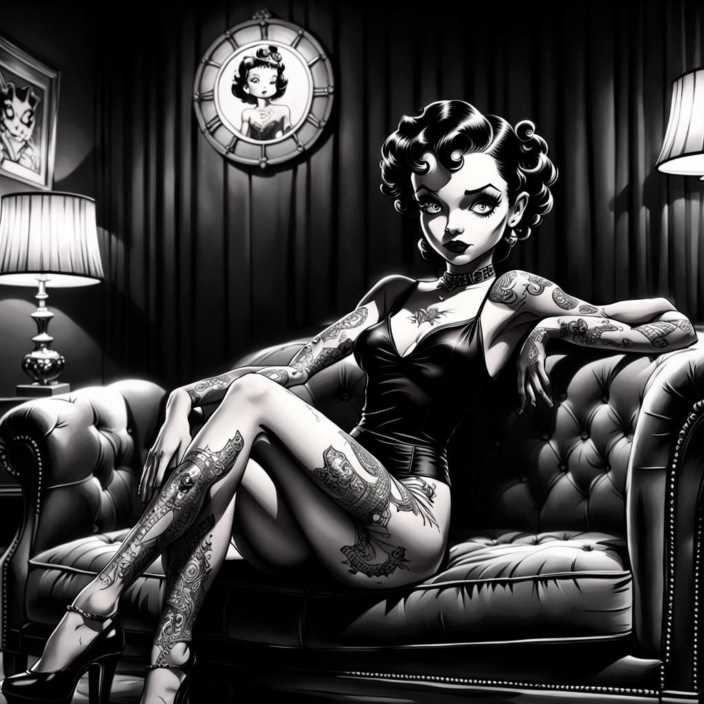 Betty Boop Tattoo Sketch in Comic Book Style