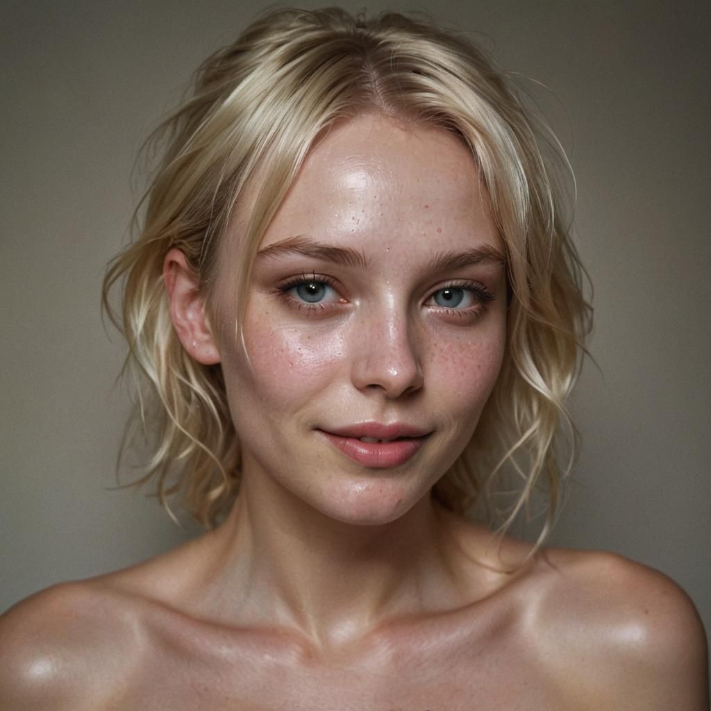 Blonde Woman Portrait with Piercing Gaze